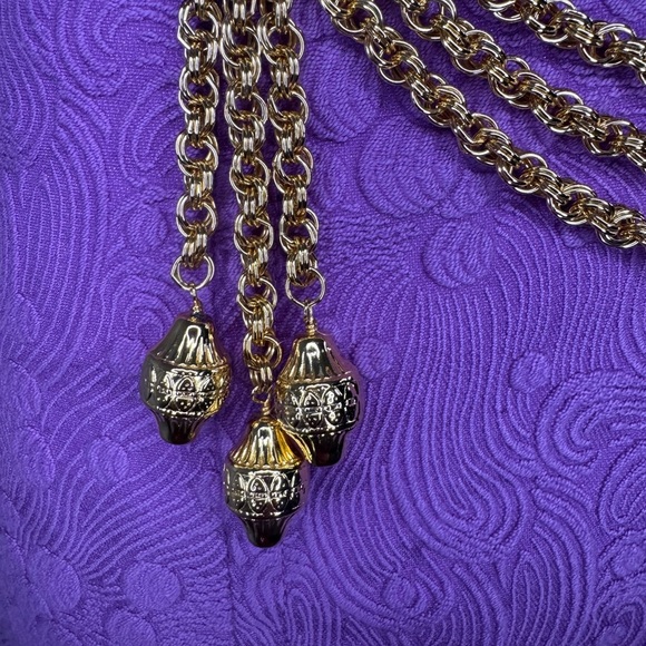 Milly Of New York Elegant Purple Skirt with Gold Accents. #236 - Picture 9 of 16